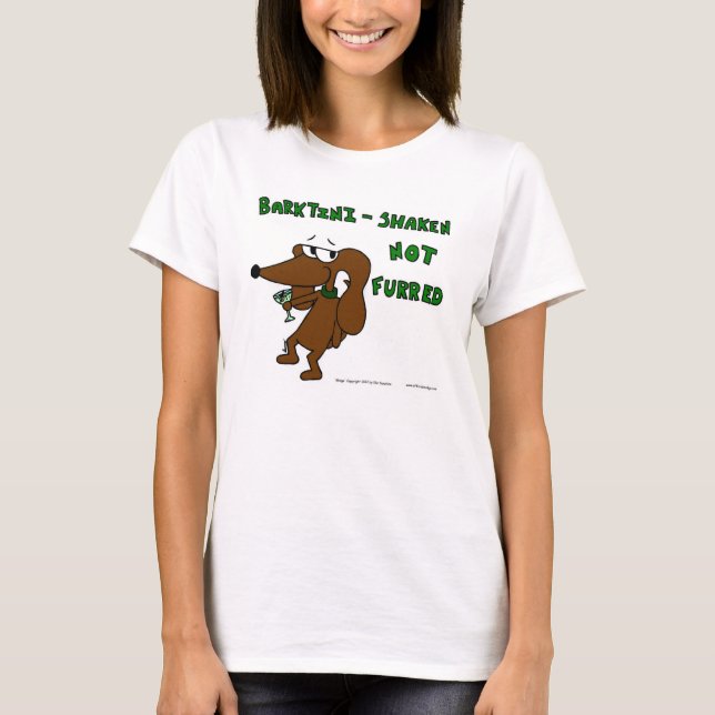Midge ’BARKTINI SHAKEN NOT FURRED’ Womens Tee Shirt (Framsida)