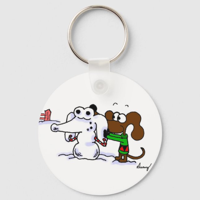 Midge Byggnad Snowdog Keychain Nyckelring (Framsida)