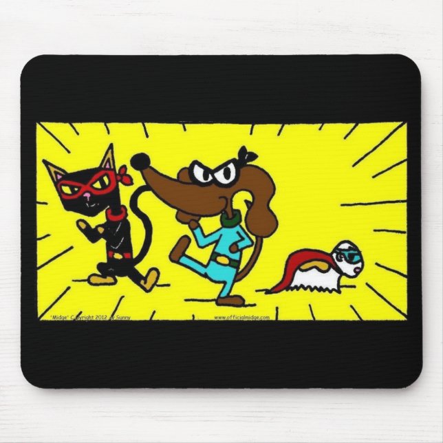 Midge Superhjälte Trio Mousepad Musmatta (Framsidan)