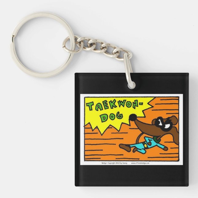Midge TAEKWON-HUND-akrylnyckelkedja (Framsidan)