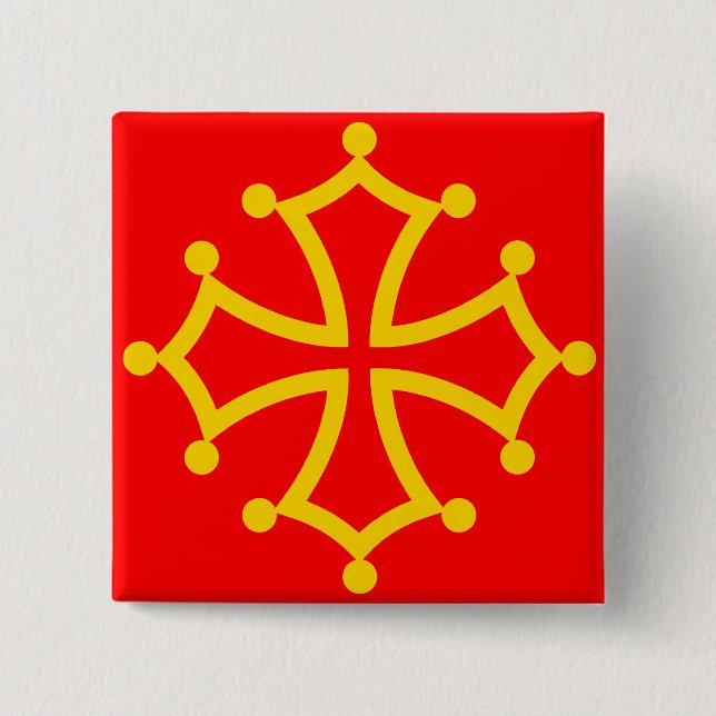 Midi-Pyrenees frankrikeflagga Knapp (Framsida)