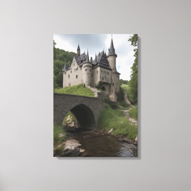 Midieval Castle by a Stream Canvastryck (Framsida)