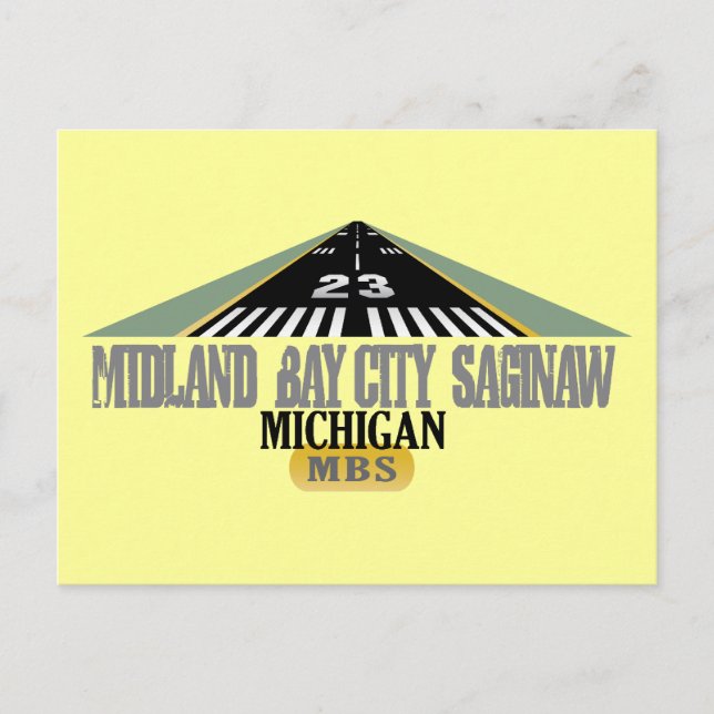 Midland Bay City Saginaw MI - Flygplats Vykort (Framsida)