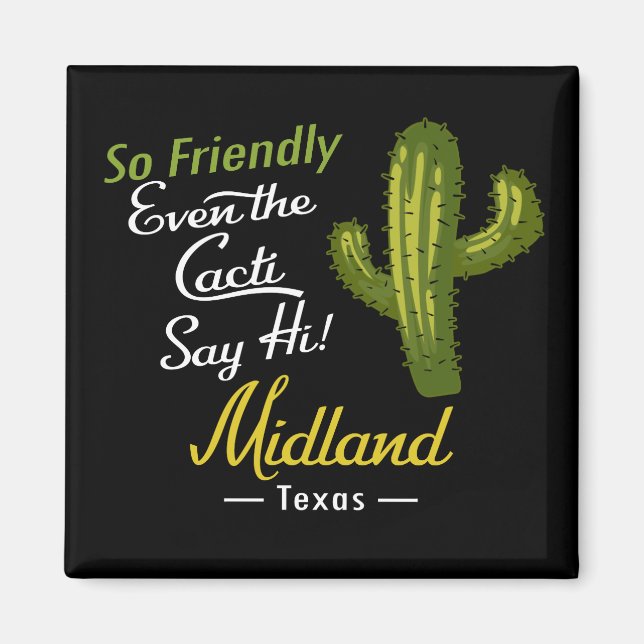 Midland Cactus Funny Retro Magnet (Framsidan)