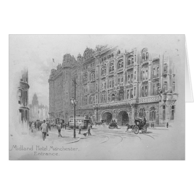 Midland Hotel, Manchester, 1910 Hälsningskort (Framsidan Horizontal)