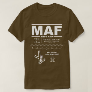 Midland Internationell Luft & Space Port MAF T-Shi T Shirt