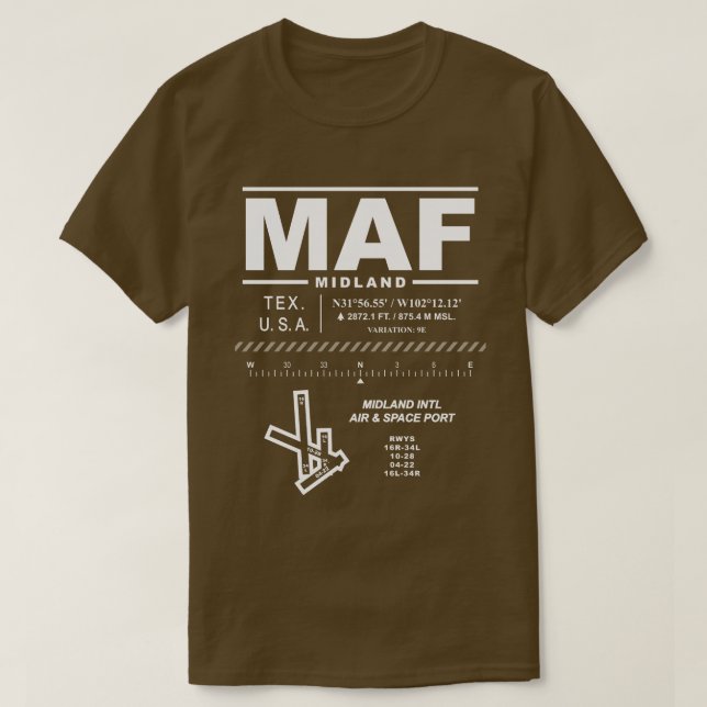 Midland Internationell Luft & Space Port MAF T-Shi T Shirt (Design framsida)