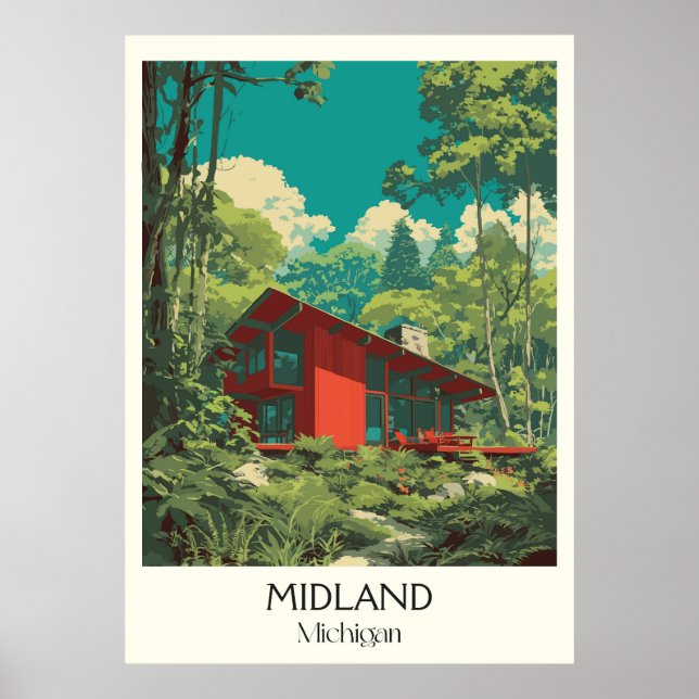 Midland Michigan Vintage Architecture Nature Art Poster (Framsidan)