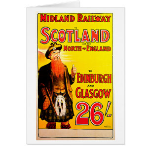 Midland Railway Scotland Bagpipe Kilt Travel Art OBS Kort