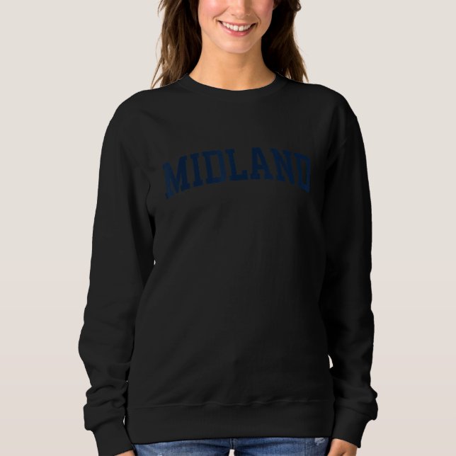 Midland Texas Collegiate Style Varsity Block Lette T Shirt (Framsida)