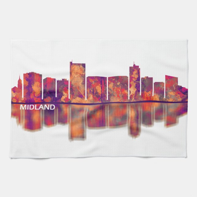 Midland Texas Skyline Kökshandduk (Horisontell)