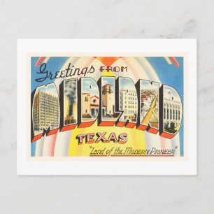 Midland Texas TX Old Vintage resor Souvenir Vykort