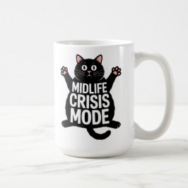 Midlife Crisis Mode Fat Black Cat Humor Kaffemugg