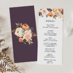 Midmeny för Blommigt för Elegant på rustik höst Inbjudningar<br><div class="desc">Det här blommigt-menykortet för rustiska höstdagar är perfekt för ett enkelt bröllop. Utformningen skildrar handritad guld,  lila,  gult och  vackert ro med grönt löv,  som inspirerar till höstens färgstarka skönhet. Den här menyn kan användas för bröllopsmottagning,  repetitionsmiddag,  möhippa eller vilken händelse som helst.</div>