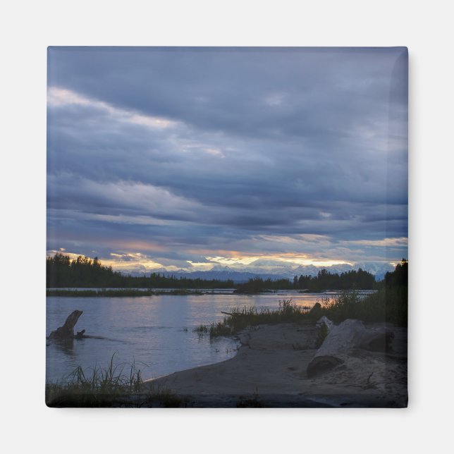 Midnatt Alaskas solnedgång Magnet (Framsidan)