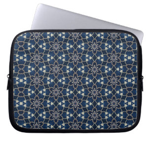 Midnatt blå blommönster laptop fodral