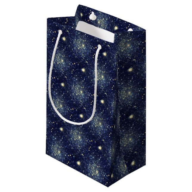 Midnatt Blå & Guld Astral Glitter Stjärnor (Framsidan Vinklad)