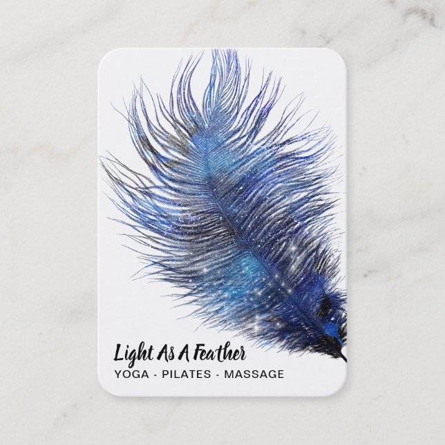 *~* Midnatt Blå himmel Cosmic Feather Boho Teal Visitkort (Framsida)