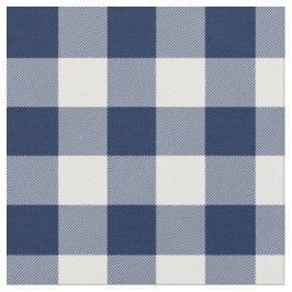 Midnatt Blå och Vit Gingham Rutig Tyg