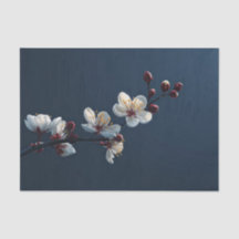 Midnatt Blå Vit Sakura Burgunder Knopp Gren