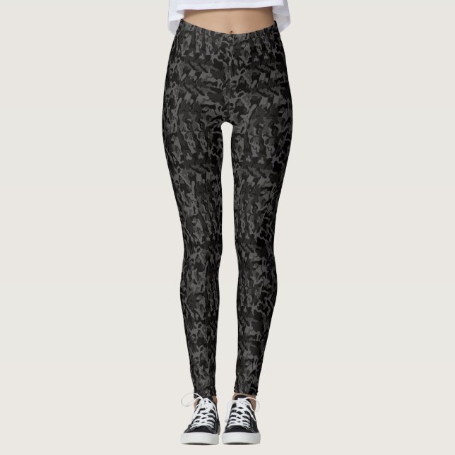 Midnatt Black Camouflage. Kamera din Leggings (Framsida)