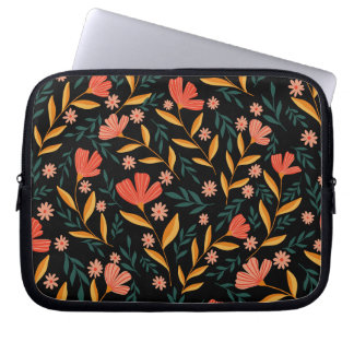 Midnatt Blommar Blommigt Laptop sleeve
