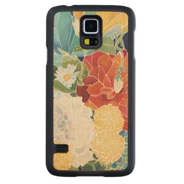 Midnatt Blommigt III Carved Lönn Galaxy S5 Slim Skal (Baksidan)