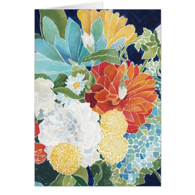 Midnatt Blommigt III Hälsningskort (Framsidan)