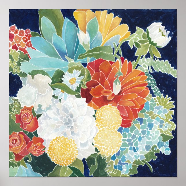 Midnatt Blommigt III Poster (Framsidan)