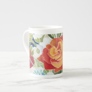 Midnatt Blommigt IV Benporslin Mugg