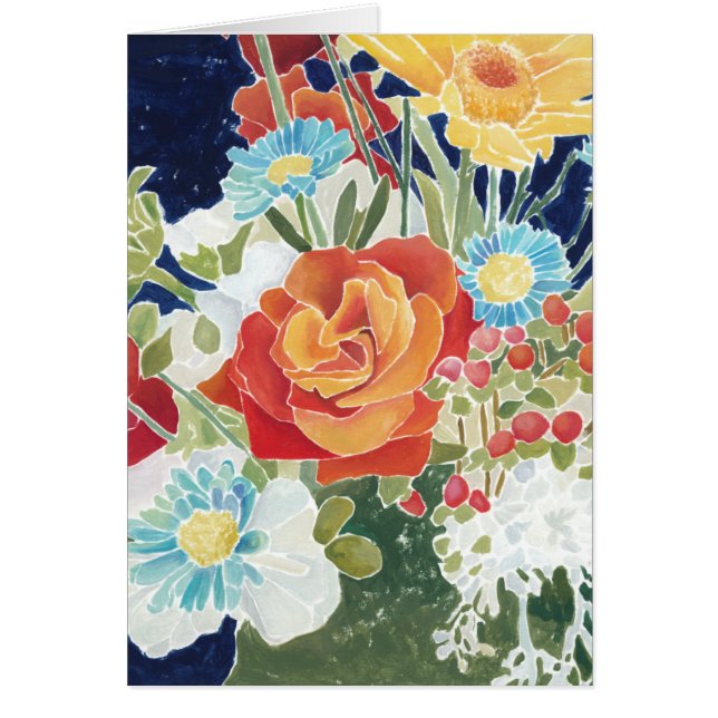 Midnatt Blommigt IV Hälsningskort (Framsidan)