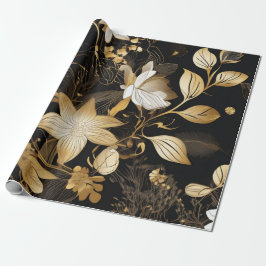 Midnatt-Blommigtar: Black & Guld Glamor Presentpapper