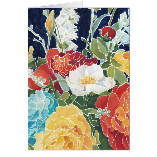 Midnatt Blommigtar I Hälsningskort (Framsidan)