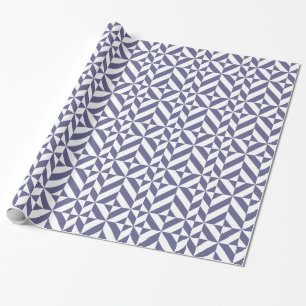 Midnatt Blue Geometric Deco Cube Mönster Presentpapper