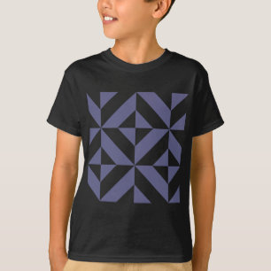 Midnatt Blue Geometric Deco Cube Mönster T Shirt