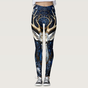 Midnatt Celestial Blommig Gotisk Hjort Leggings