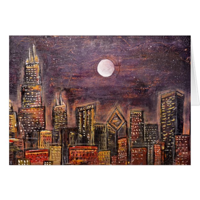 Midnatt Chicago © Hälsningskort (Framsidan Horizontal)