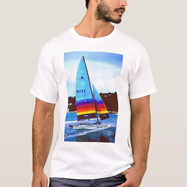 Midnatt cowboyHobie segelbåt Tee (Framsida)