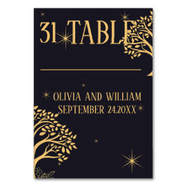 Midnatt Elegance: Mörk blått Bröllop Bordsnummer