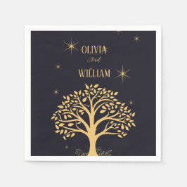 Midnatt Elegance: Mörk blått Bröllop Pappersservett