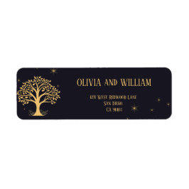 Midnatt Elegance: Mörk blått Bröllop Returadress Etikett