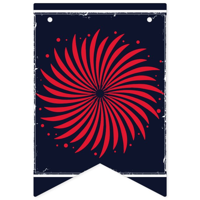 Midnatt Fyrverkerier Patriotisk Girlang Vimplar (Första flaggan)
