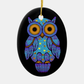 Midnatt galenhet oval prydnad för H00t-uggla Julgransprydnad Keramik