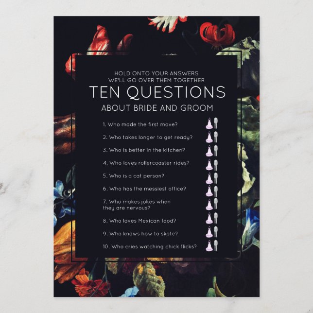 Midnatt Garden Ten-frågor Bröllop-spel (Framsida)
