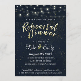 Midnatt Glamor Rehearsal Dinner Inbjudningar