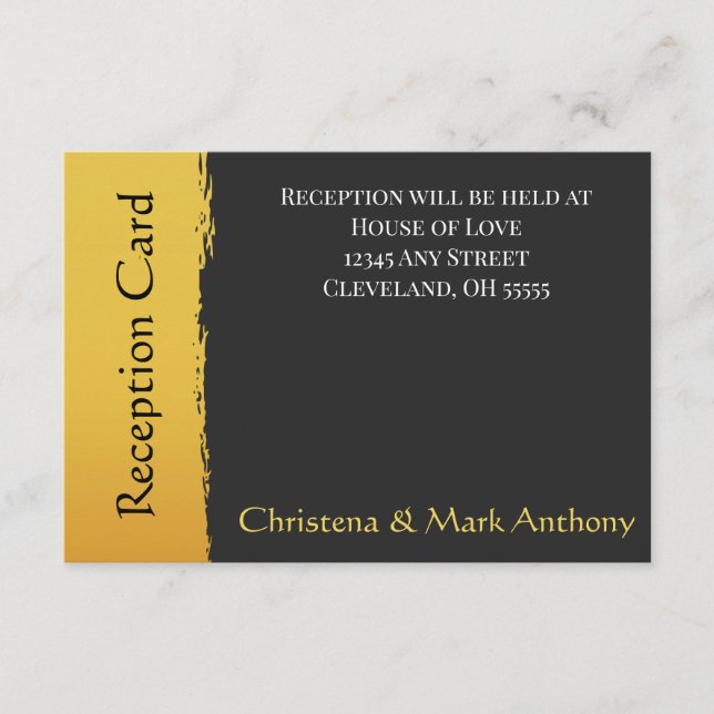 Midnatt Guld Bröllopsfest Inbjudningskort (Framsida)