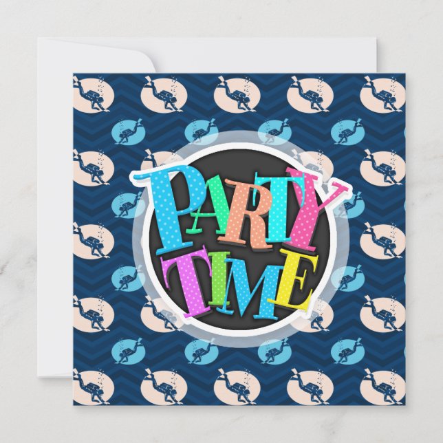 Midnatt, Himmel Blue, Tan, Scuba Diver, dykning Inbjudningar (Framsida)