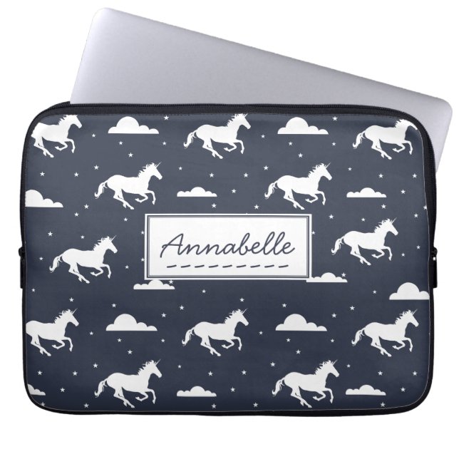Midnatt himmelmönster för Unicorn Laptop Sleeve (Framsidan)