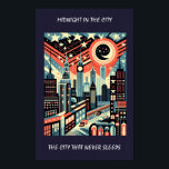 Midnatt i City som aldrig sjunger Art Deco Poster<br><div class="desc">Denna elegant konst deco inspirerade scenen av midnatt i staden - den stad som aldrig sover - skulle förbättra alla livsmiljöer,  kafé,  bistro eller kontor. Redigerbar text</div>