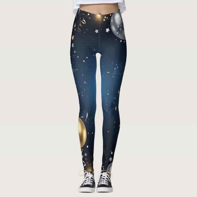 Midnatt i guld och silver leggings (Framsida)